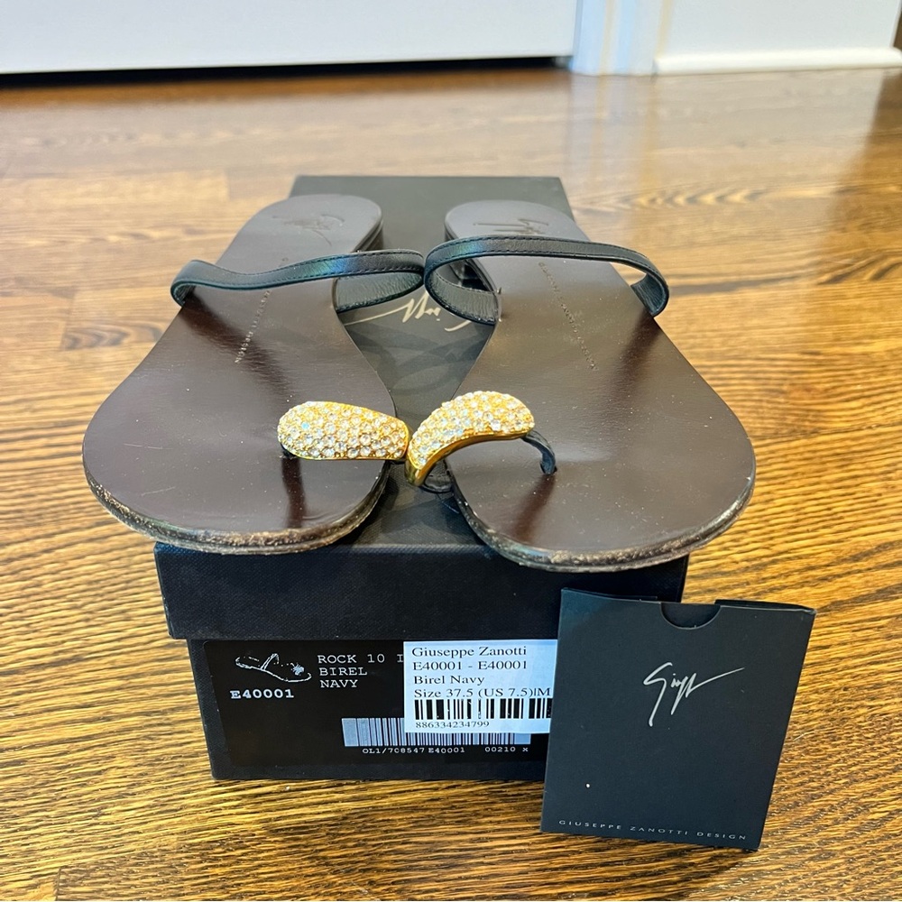Giuseppe Zanotti Rock 10 Navy Sandal Size 7.5
